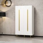 Armadio multiuso Jose bianco 2 ante particolari oro 90x47x164h - immagine 2