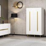 Armadio multiuso Jose bianco 2 ante particolari oro 90x47x164h - immagine 3