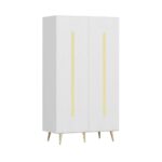 Armadio multiuso Jose bianco 2 ante particolari oro 90x47x164h - immagine 4