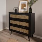 Cassettiera Vienna03A 3 cassetti nera con frontali vimini - immagine 2