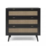 Cassettiera Vienna03A 3 cassetti nera con frontali vimini - immagine 3