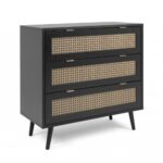 Cassettiera Vienna03A 3 cassetti nera con frontali vimini - immagine 4