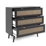 Cassettiera Vienna03A 3 cassetti nera con frontali vimini - immagine 5