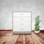 Comò cassettiera Nepo 4 cassetti 80 cm. rovere sonoma bianco - immagine 2