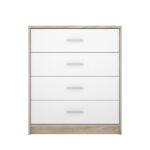 Comò cassettiera Nepo 4 cassetti 80 cm. rovere sonoma bianco