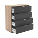 Comò cassettiera Riga2 4 cassetti rovere sonoma e antracite - immagine 4