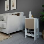 Comodino Ema anta ribalta colore bianco tortora 30x30x55h - immagine 2