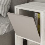 Comodino Ema anta ribalta colore bianco tortora 30x30x55h - immagine 3