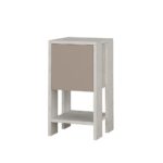 Comodino Ema anta ribalta colore bianco tortora 30x30x55h - immagine 4