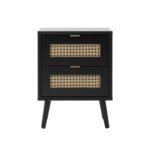 Comodino Vienna61A 2 cassetti nero con frontali effetto vimini - immagine 2