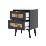 Comodino Vienna61A 2 cassetti nero con frontali effetto vimini - immagine 3