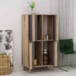 Credenza alta Rilla 4 ante antracite noce 72x139 - immagine 3
