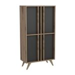 Credenza alta Rilla 4 ante antracite noce 72x139 - immagine 4