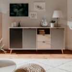 Credenza Epik 52 rovere antracite grigio 3 ante 2 cassetti 180x40x88,3 - immagine 2