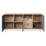 Credenza Epik 52 rovere antracite grigio 3 ante 2 cassetti 180x40x88,3 - immagine 4