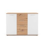 Credenza Jacky 2 2 ante e 4 cassetti 120x85h cm rovere bianco - immagine 3