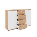 Credenza Jacky 2 2 ante e 4 cassetti 120x85h cm rovere bianco - immagine 5