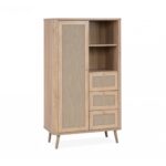 Credenza KUTA53 rovere sonoma 3 cassetti e anta effetto rafia - immagine 5