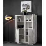 Credenza Rock 4 ante effetto marmo bianco 92x43x145h - immagine 2