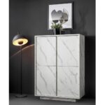 Credenza Rock 4 ante effetto marmo bianco 92x43x145h