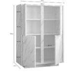 Credenza Rock 4 ante effetto marmo bianco 92x43x145h - immagine 3