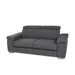 Divano letto Delhia  3 posti grigio cenere poggiatesta recliner 226x108 - immagine 2