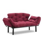 Divano letto Nitta bordeaux 190x70 braccioli reclinabili - immagine 2