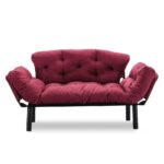 Divano letto Nitta bordeaux 190x70 braccioli reclinabili