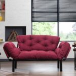Divano letto Nitta bordeaux 190x70 braccioli reclinabili - immagine 5
