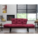 Divano letto Nitta bordeaux 190x70 braccioli reclinabili - immagine 6