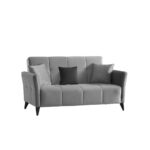 Divano Levy 2 posti in tessuto grigio con contenitore e letto