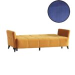 Divano Levy 3 posti in tessuto blu con contenitore e letto - immagine 3