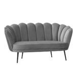 Divano Orel due posti in velluto grigio perla a conchiglia - immagine 2