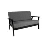 Divano Pank struttura legno nero e cuscini grigio 116x65