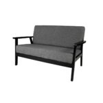 Divano Pank struttura legno nero e cuscini grigio 116x65 - immagine 2