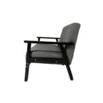 Divano Pank struttura legno nero e cuscini grigio 116x65 - immagine 3