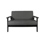 Divano Pank struttura legno nero e cuscini grigio 116x65 - immagine 4