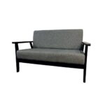 Divano Pank struttura legno nero e cuscini grigio 116x65 - immagine 5