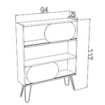 Libreria 3 ripiani Ilia rovere nero 94x25x117 MT1905121 - immagine 6