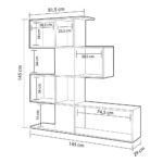 Libreria bifacciale Aktif 145x145x29 cm. grigio cemento - immagine 3