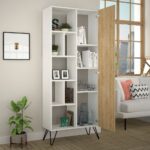 Libreria Jedda bianca con anta rovere 80,6x191 - immagine 2