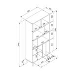 Libreria Vienna20A nera con frontali effetto vimini - immagine 7