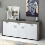 Madia Fiesta 4 ante 1 cassetto grigio cemento e bianco 177x40x76 - immagine 2