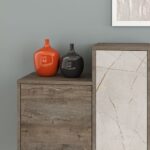 Madia Hermes colore dark coffee con ante e cassetti effetto marmo 160 cm - immagine 5