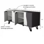 Madia Jasmine 4 ante 160x45x63H cm. bianco ghisa - immagine 2