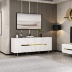 Madia Jose bianca 4 ante particolari oro 180x47x75h - immagine 2