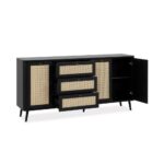 Madia KUTA51A nera 3 cassetti e 3 ante effetto rafia - immagine 4