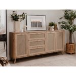 Madia KUTA51A rovere sonoma 3 cassetti e 3 ante effetto rafia - immagine 3