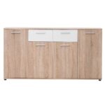 Madia Lund 51 rovere sonoma bianco 4 ante e 2 cassetti 160x35x85 - immagine 2