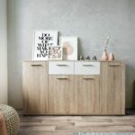 Madia Lund 51 rovere sonoma bianco 4 ante e 2 cassetti 160x35x85